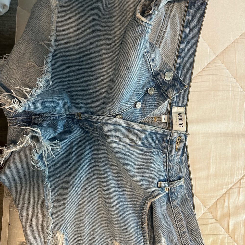 AGOLDE Women's Blue Distressed Denim Shorts